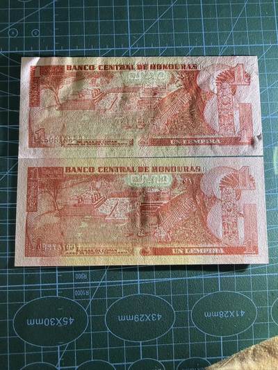 【炜奕收藏】，第四十八期，多套港澳日本纸币 1980年&2014年洪都拉斯1皮伦拉，UNC/UNC-品相，邮封拆出品相，包含一张无47