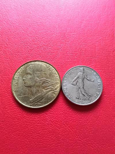 【云涧收藏】第七十三场 法国1996年20生丁、1/2法朗2枚