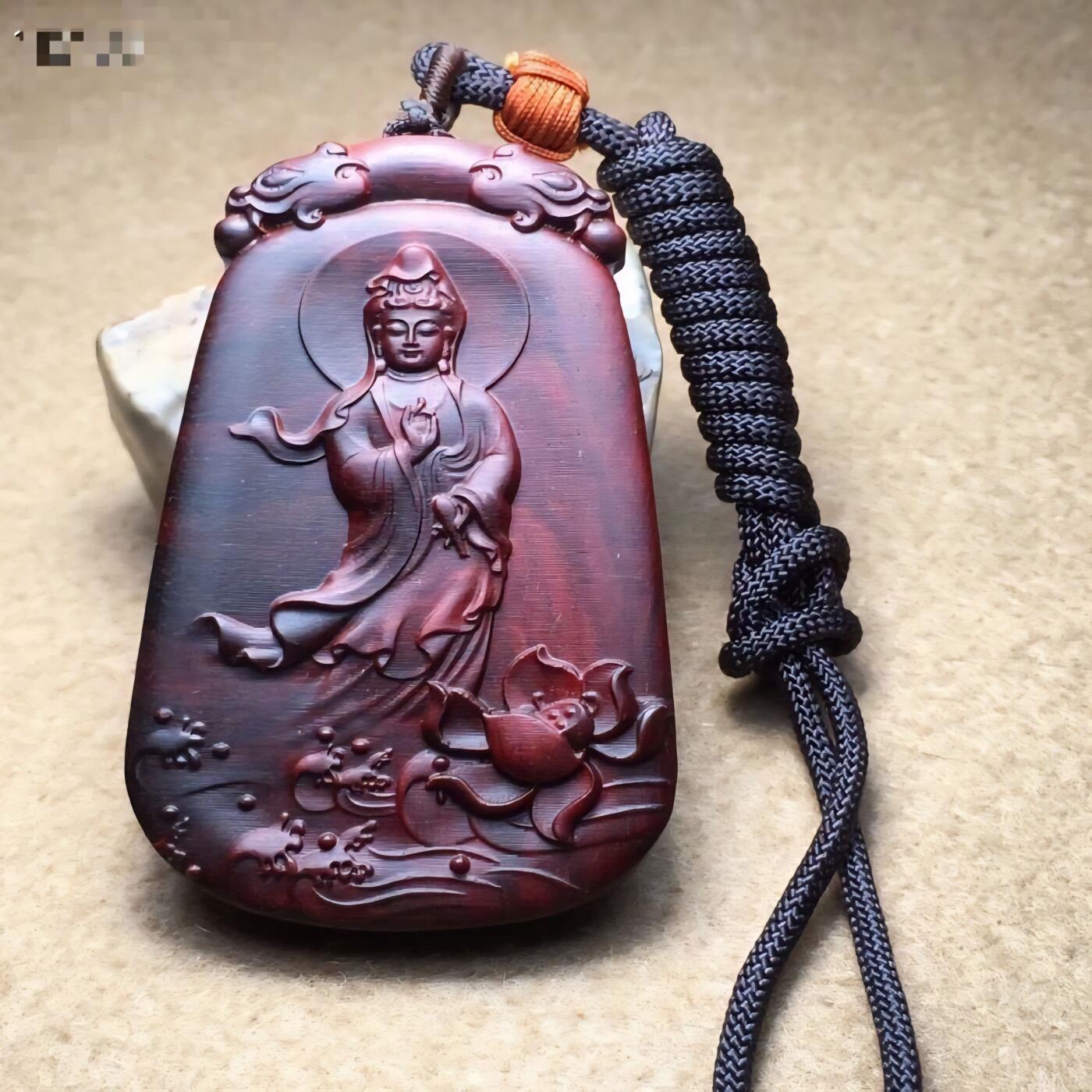 听雨轩（四）古玩杂相 紫檀木 木雕 观音菩萨吊坠
