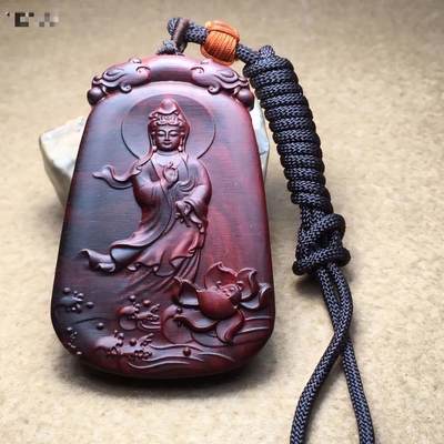 听雨轩（四）古玩杂相 - 紫檀木 木雕 观音菩萨吊坠