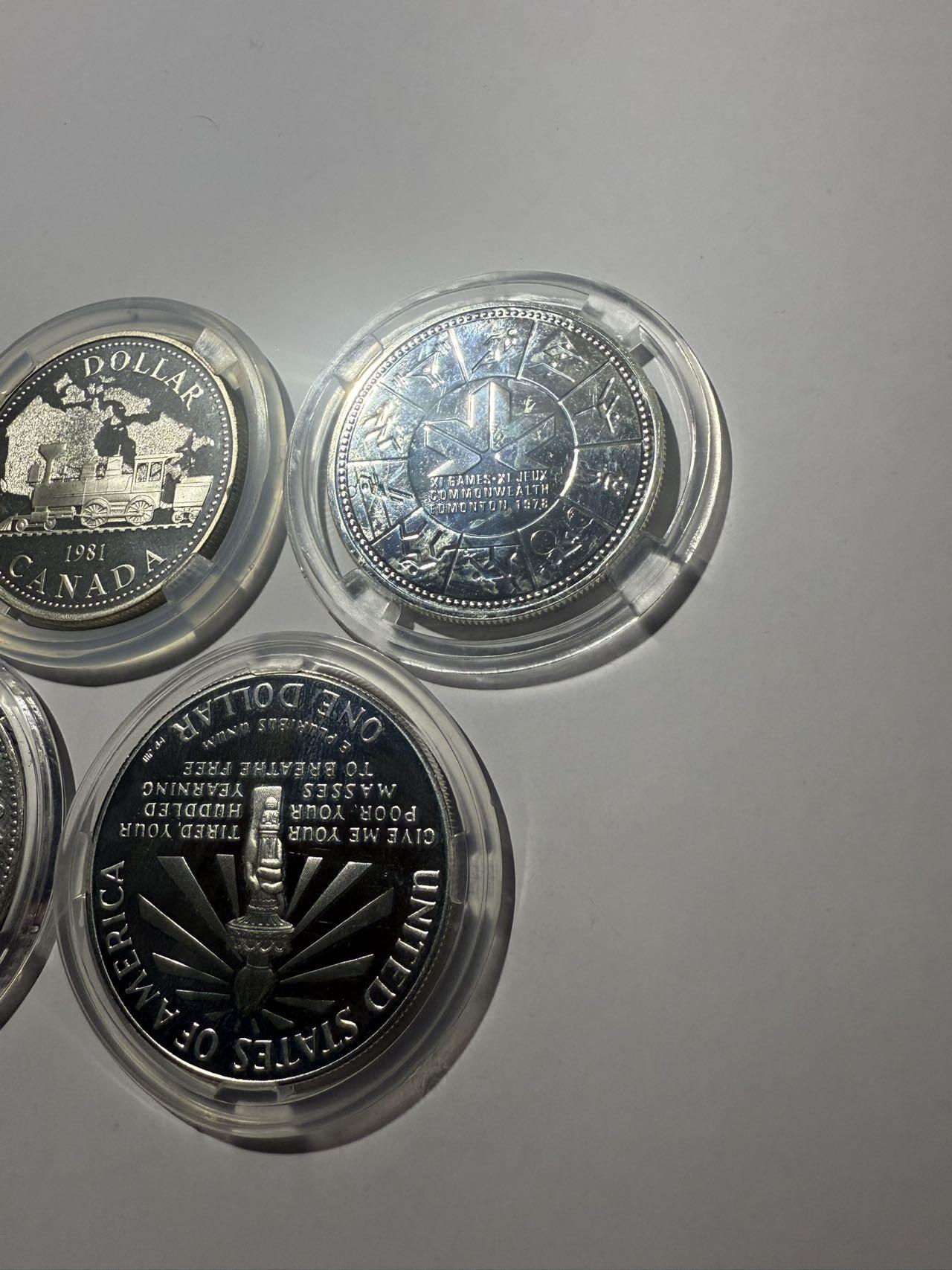 《外钞收藏家》第五百七十七期（精品场）（本平台长期征集拍品、欢迎藏友们联系合作） 英国、加拿大、美国、德国5个银币，共129.4克