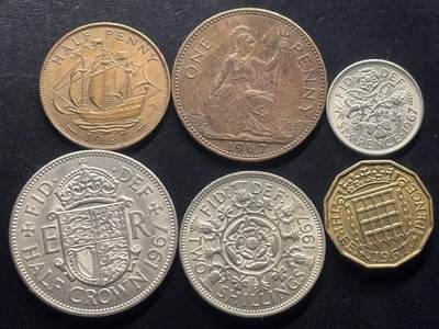 邮泉阁限时拍卖第三十二场 英国硬币专场（硬币在国外。请付邮费6元。） - 英国伊丽莎白二世女王1967年6枚