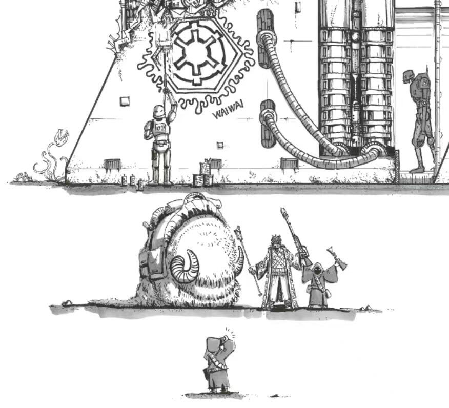 零元拍：歪歪亲笔签名星球大战系列作品装饰画《R2D2大厦》黑白版，作品尺寸：0.6X0.9M，超厚300g泛太克艺术纸，爱普生原装墨水艺术微喷，限量200张，每张均有艺术家亲笔签名及手写编号，不含装裱