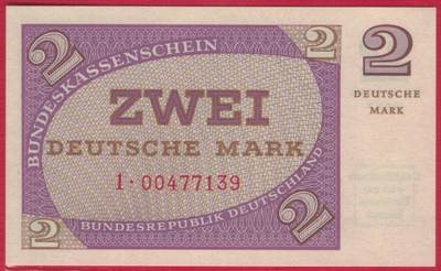 德国1967年2马克 未发行(西德为三战做准备而印制) P-29 实物图 UNC - 德国1967年2马克 未发行(西德为三战做准备而印制) P-29 实物图 UNC