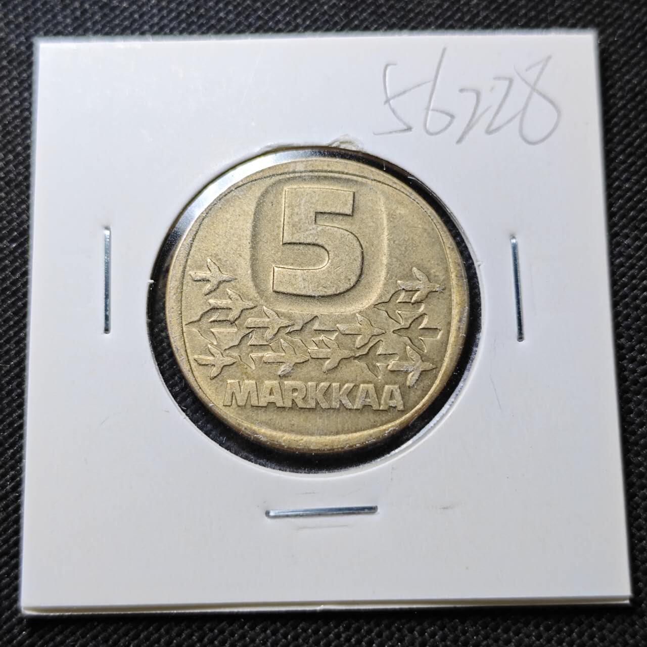 KK钱币收藏小铺  第356场  2月预留时间 周末发货  1989芬兰5马克破冰船