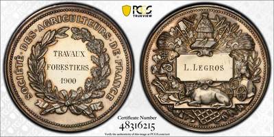 万国钱币拍卖第053期（万国秋季大拍●上） - PCGS SP62 1880法国农业奖励纪念大银章 1900年颁发 高浮雕内涵丰富极其漂亮 PC唯一冠军