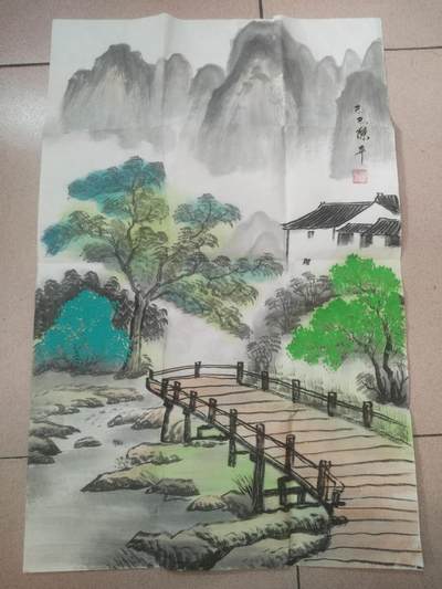名家字画 - 陈平老师作品 山水。纯手工绘制。70*35。