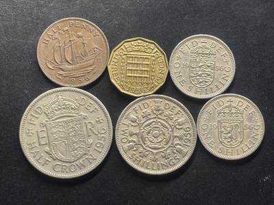 邮泉阁限时拍卖第三十二场 英国硬币专场（硬币在国外。请付邮费6元。） - 英国伊丽莎白二世女王1956年6枚