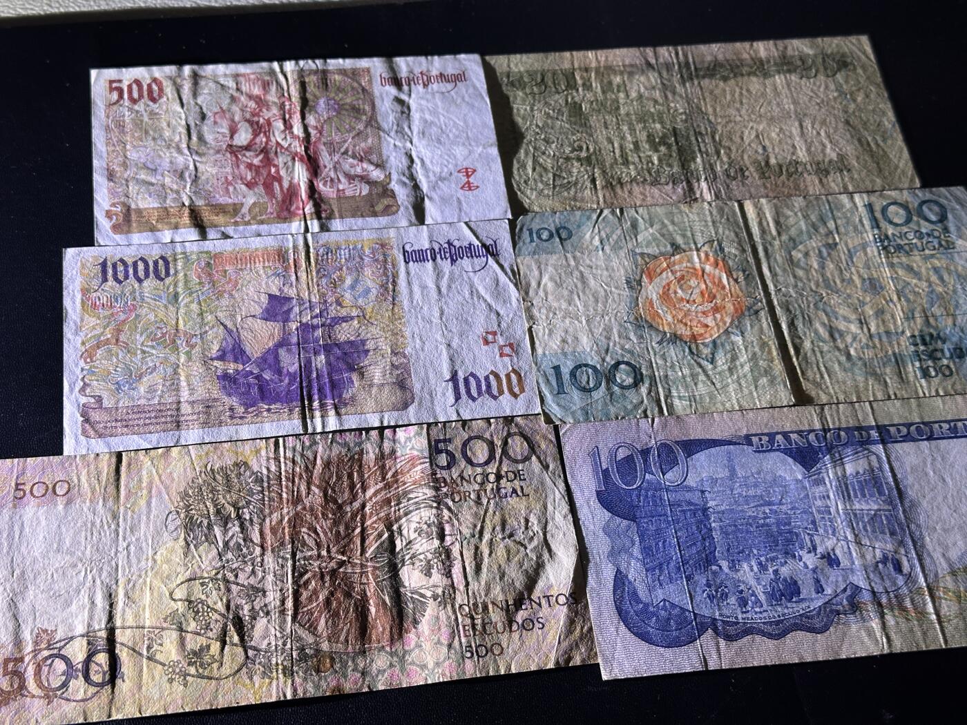 《外钞收藏家》第五百七十七期（精品场）（本平台长期征集拍品、欢迎藏友们联系合作） 葡萄牙20-1000 几个版本 六张一起 非全新 品相如图