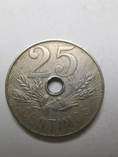 巨藏钱币限时古今中外散币场第一场10月22日20点30分结拍 - 西班牙1927年25分镍币25mm