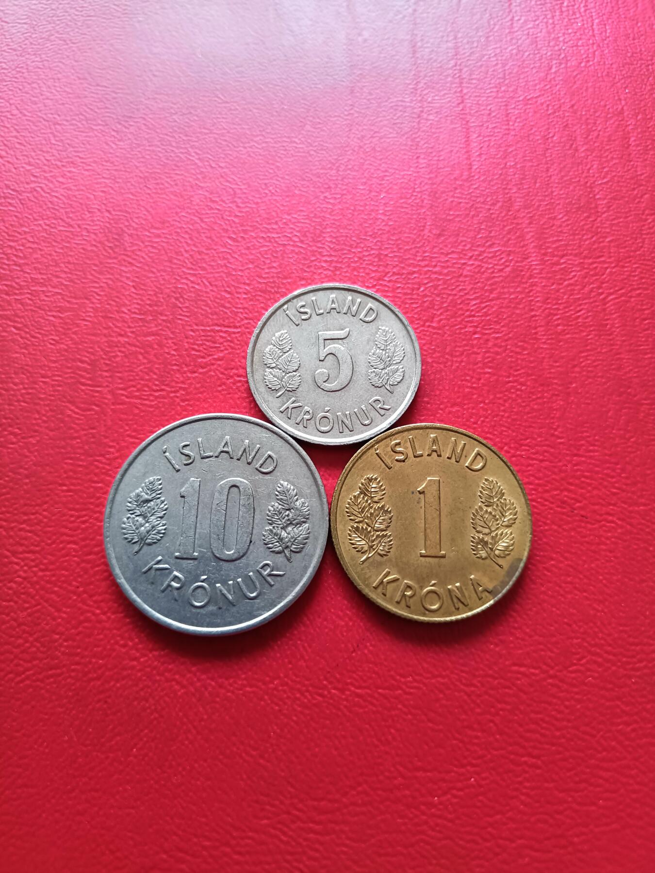 【云涧收藏】第七十三场 冰岛1975年1、5、10克朗3枚