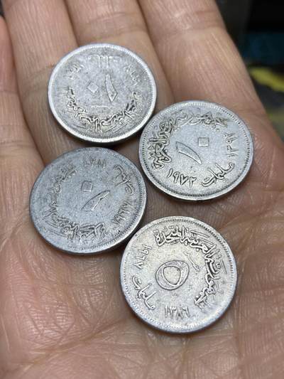 2025年第一百一十四场(总第一百四十场）外国好品散币(免佣金) - 埃及🇪🇬4枚:1967、1972年10米利姆，1967年5米利姆