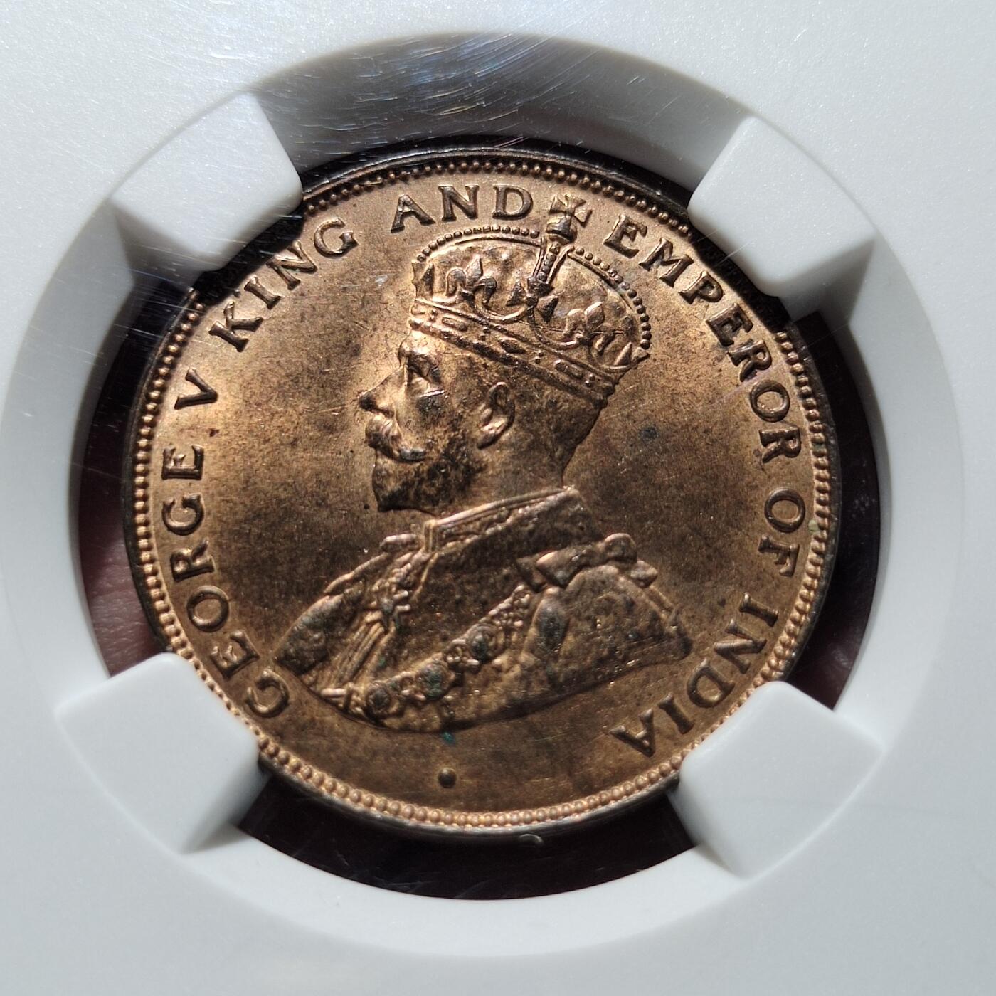 中外钱币第五场 NGC-MS64RB1924年香港一仙铜币