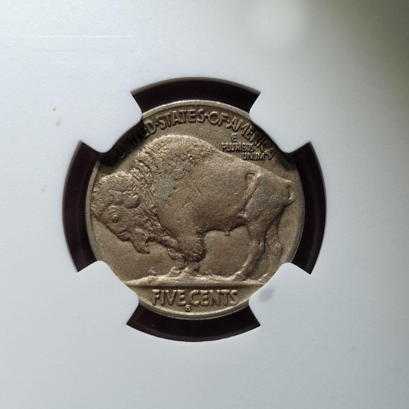 中外钱币第五场 NGC-AU53美国1916年S版印第安人野牛5美分
