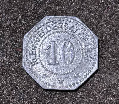 北京马甸外国币专卖第145期，外国币专场，陆续上拍，欢迎关注 德国帝国弗伦斯堡（Flensburg）1917年10芬尼紧急状态币