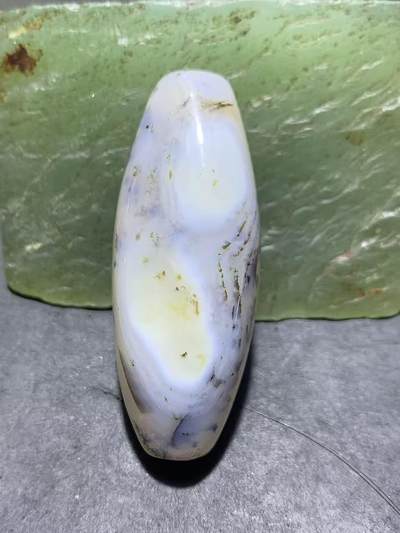 草花纹8字天眼千层纹海洋玉髓通货随形通货大桶珠一颗， - 草花纹8字天眼千层纹海洋玉髓通货随形通货大桶珠一颗，