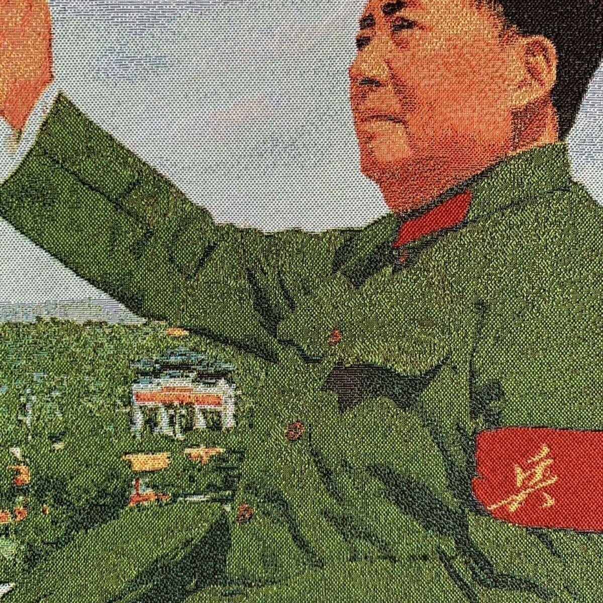 听雨轩 火红年代专场（五） 主席画像 红色怀旧刺绣织锦画30*80cm