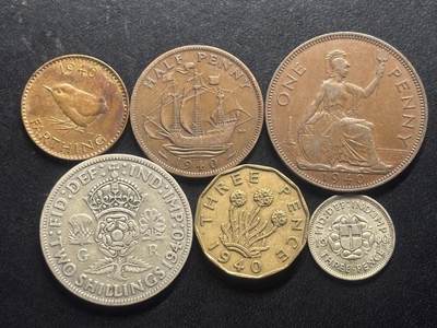 邮泉阁限时拍卖第三十二场 英国硬币专场（硬币在国外。请付邮费6元。） - 英国乔治六世国王1940年2银4铜