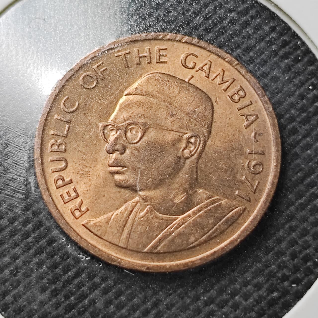 KK钱币收藏小铺  第356场  2月预留时间 周末发货  冈比亚1布图 铜币 好品