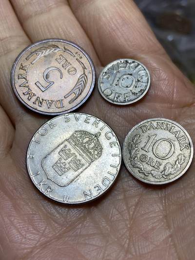 2025年第一百一十四场(总第一百四十场）外国好品散币(免佣金) - 4枚：丹麦🇩🇰1966年5欧尔，1970年10欧尔，瑞典🇸🇪1978年1克朗，1988年10欧尔