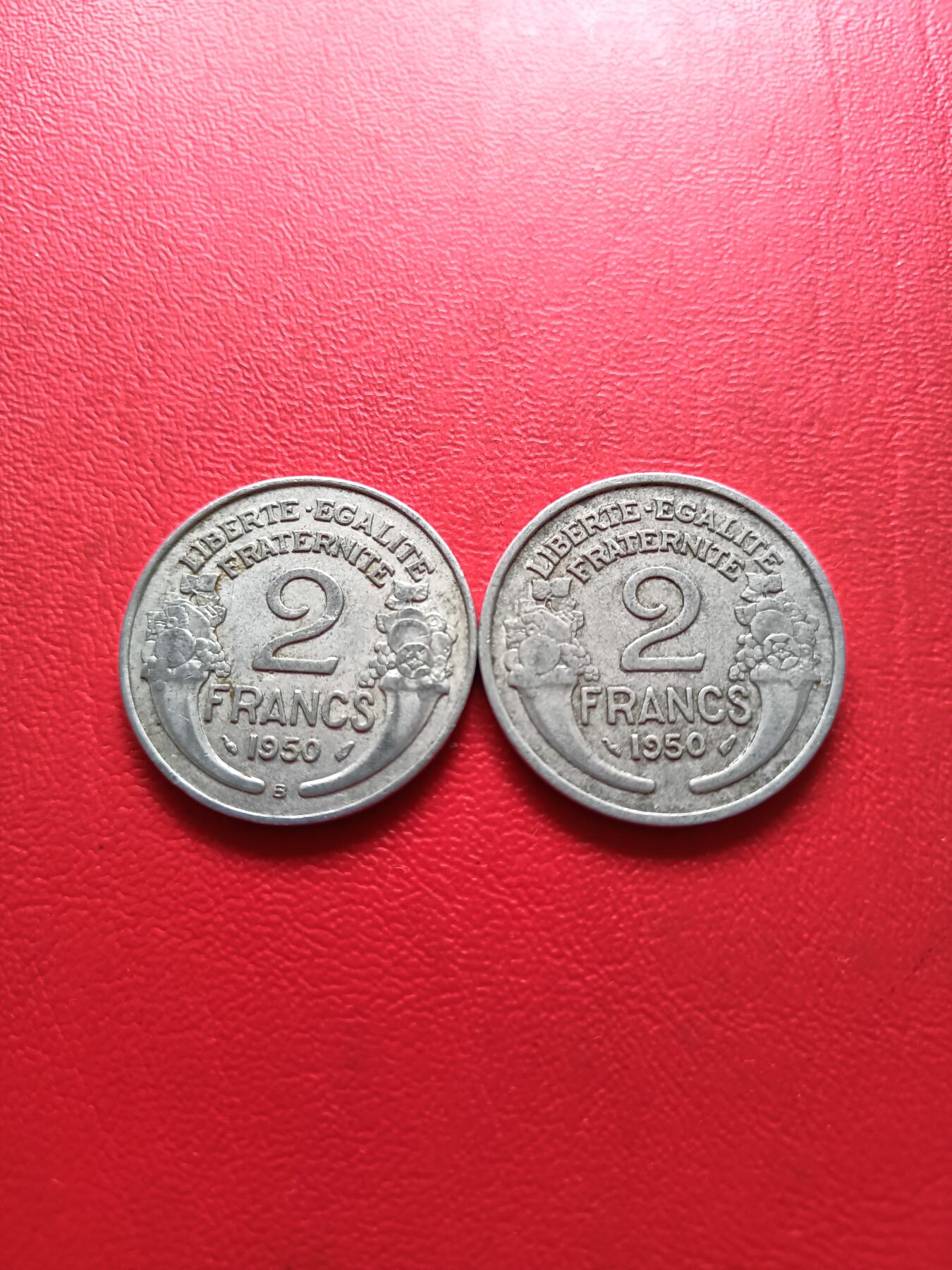 【云涧收藏】第七十三场 法国1950年2法朗一对