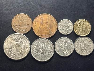 邮泉阁限时拍卖第三十二场 英国硬币专场（硬币在国外。请付邮费6元。） - 英国伊丽莎白二世女王1966年8枚