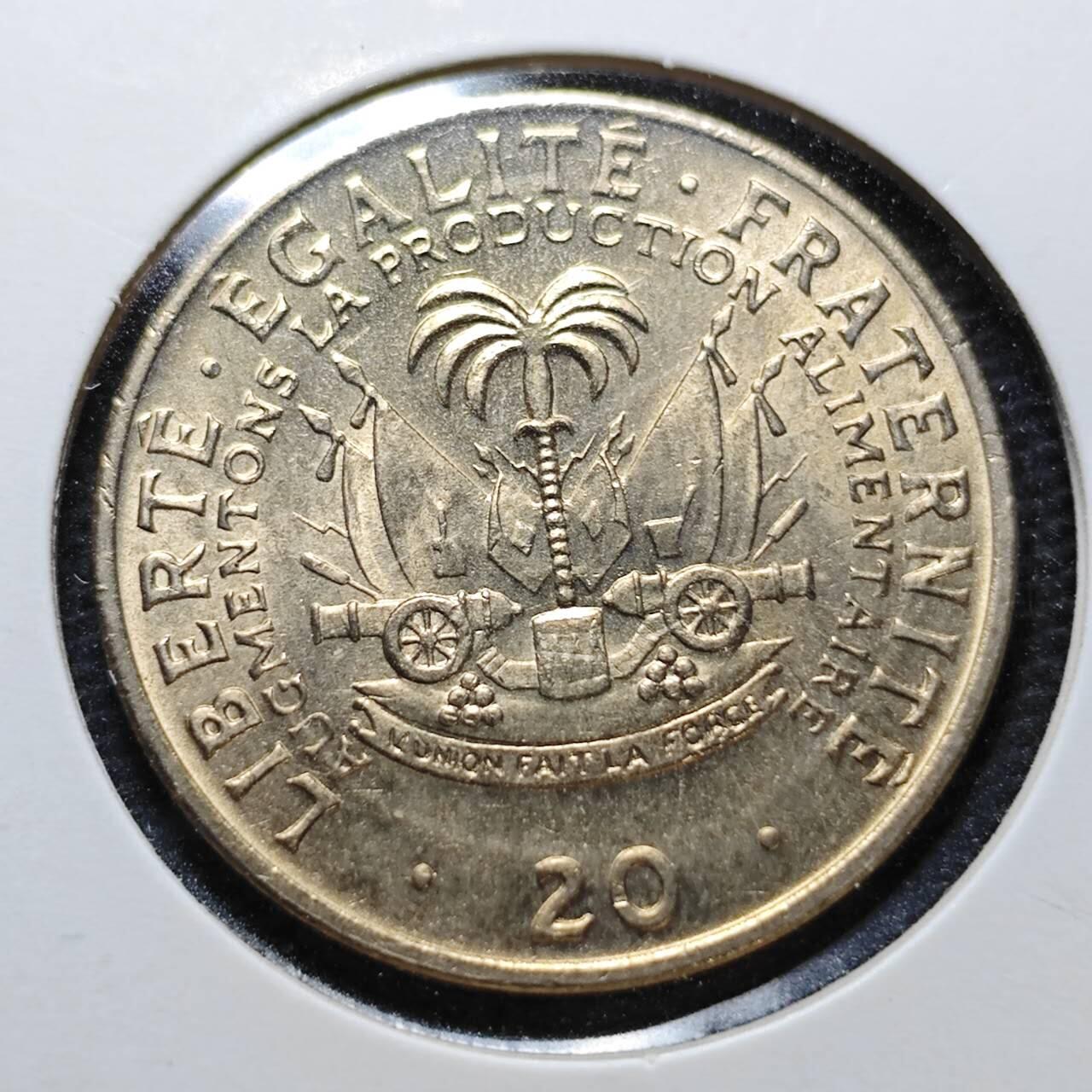 KK钱币收藏小铺  纪念币专场  2月预留时间 周末发货  1972海地20分好品