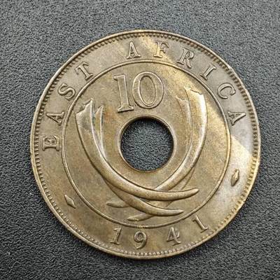 【淘币小摊】实时拍第七百七十拍   散币场   满百包邮可预留二周 每周一统一发货   - 英属东非1941年乔治六世10分铜币