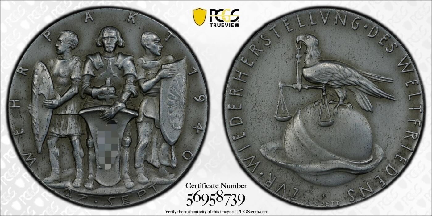万国钱币拍卖第053期【万国秋季大拍下●周五周六两场连拍】 PCGS SP62 1940年德国民族社会主义工人党纪念轴心国主要成员国瓜分地球锌章 意大利“罗马武士”手持束棒盾  圣罗兰圣骑士手持万字盾 日本武士手持菊花盾 卡尔哥茨NAZI系列高难经典品种 帝国鹰嘴衔天平瓜分地球（原图请私信后台或自行查询官网）