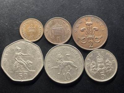 邮泉阁限时拍卖第三十二场 英国硬币专场（硬币在国外。请付邮费6元。） - 英国伊丽莎白二世女王新便士6枚青年版