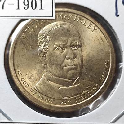 KK钱币收藏小铺  纪念币专场  2月预留时间 周末发货 -       2013美国第25届总统1元纪念币 