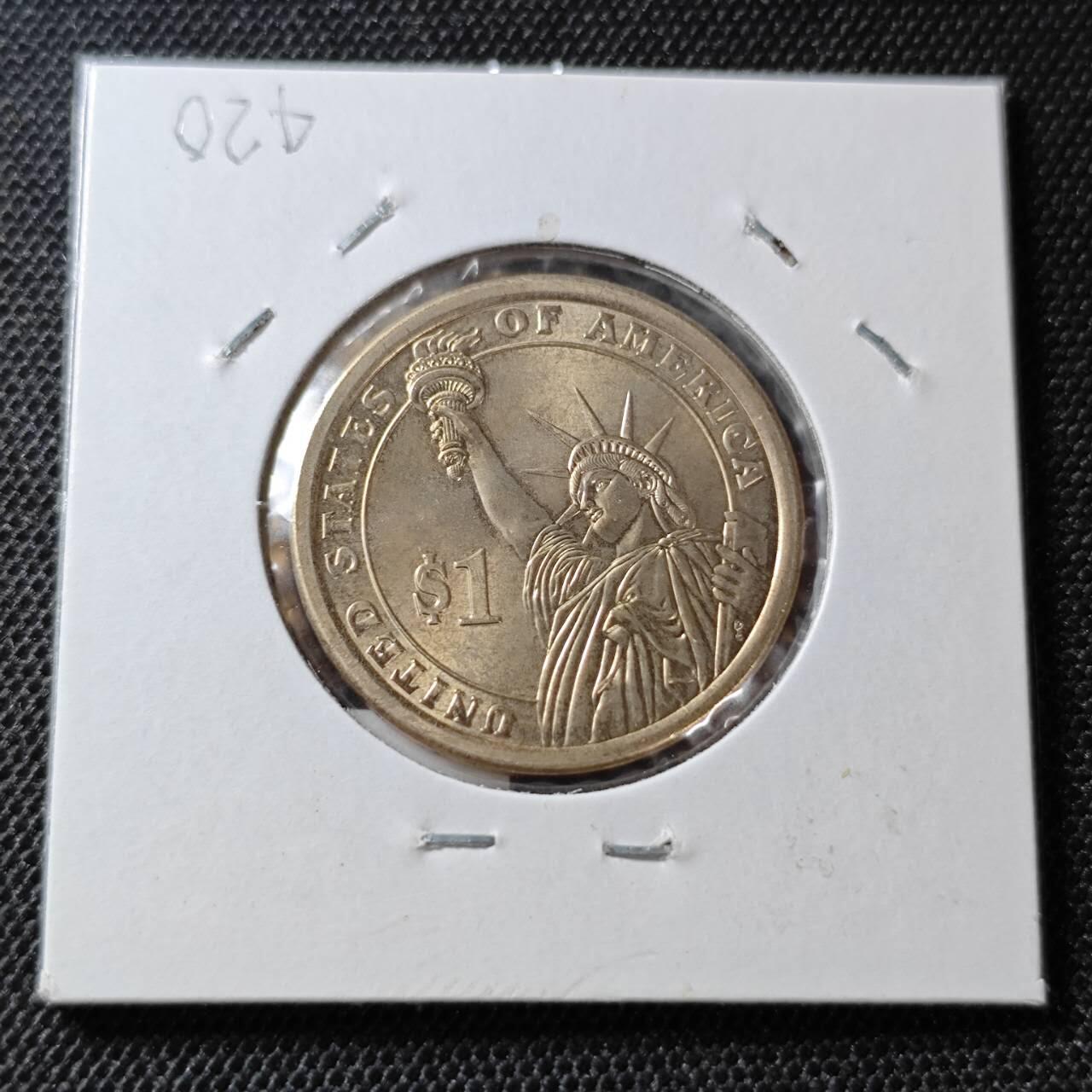 KK钱币收藏小铺  纪念币专场  2月预留时间 周末发货      2011美国第19届总统1元纪念币 