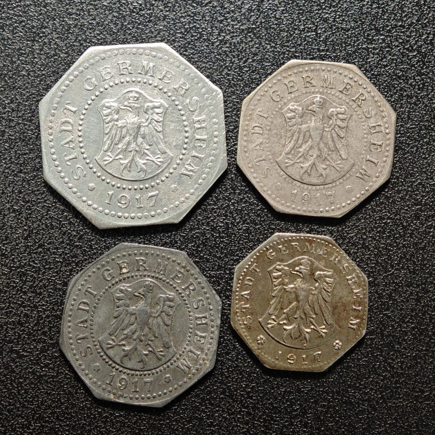 【德藏】世界币章拍卖第150期（拍品征集中~欢迎藏友联系） 4枚一组 德国德紧时期铁币 铁币保存不易