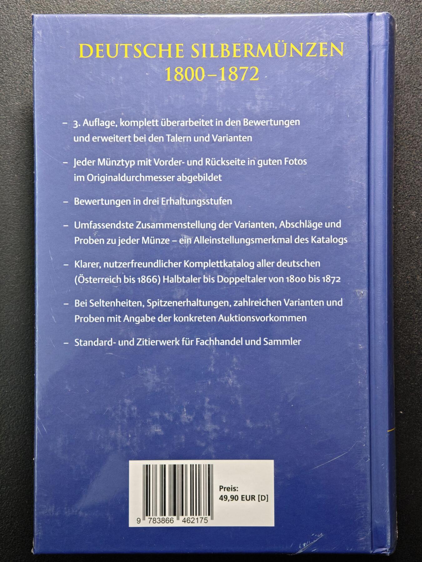 【德藏】世界币章拍卖第150期（拍品征集中~欢迎藏友联系） 全新未拆封 1800-1872年德国银币目录 从半泰勒到2泰勒 铜版纸印刷 全书约706页