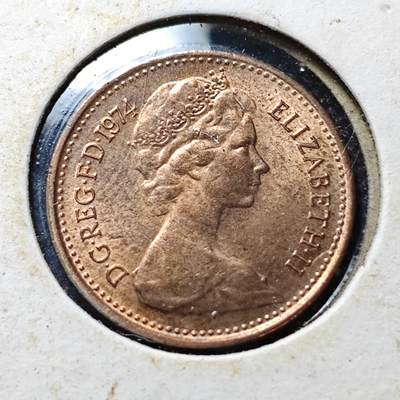 KK钱币收藏小铺  第357场  2月预留时间 周末发货 - 1974英国1/2半便士 好品铜币