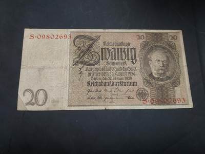 博彦收藏  11月5日 8点钱币专场 - 1929 德国20马克 流通品