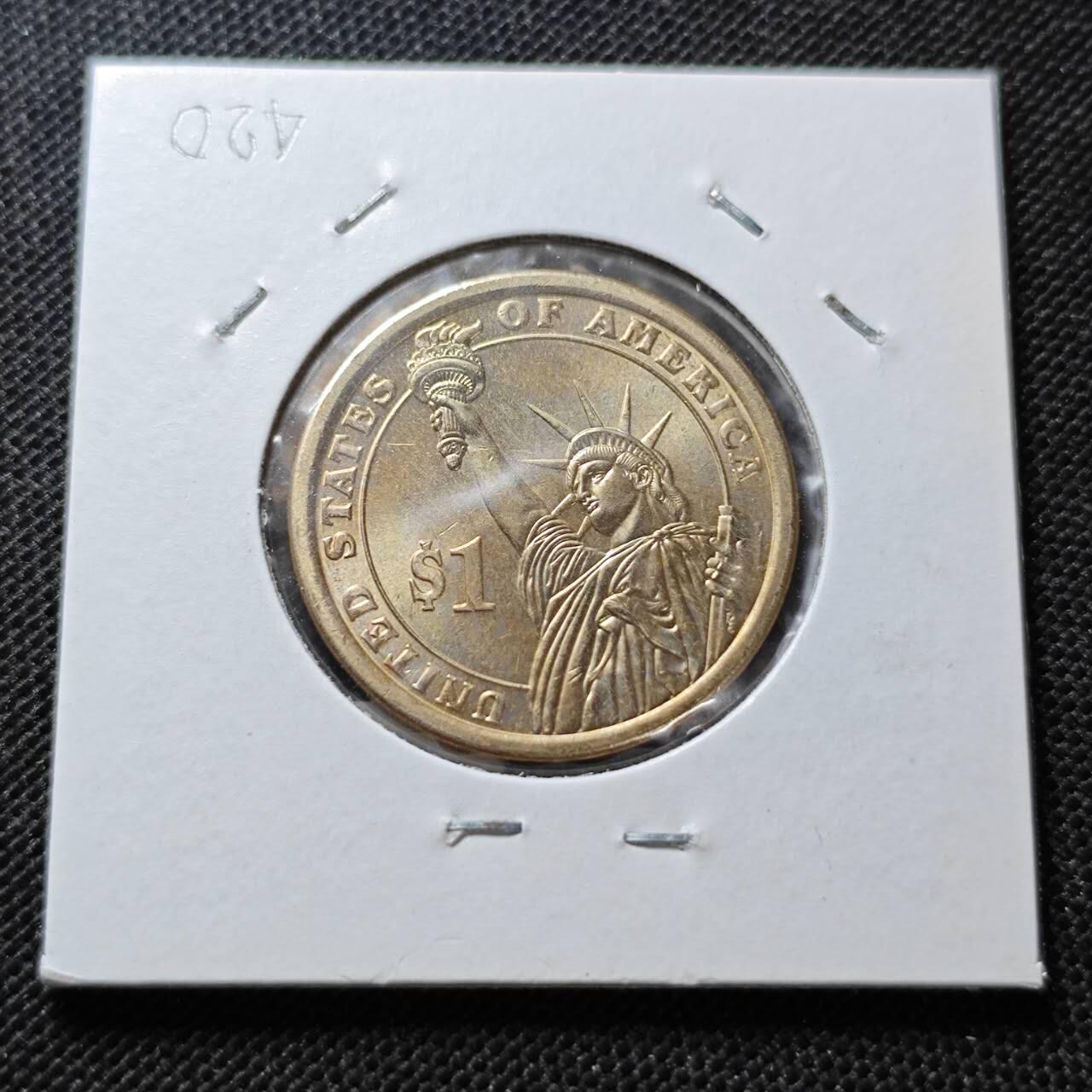 KK钱币收藏小铺  纪念币专场  2月预留时间 周末发货     2011美国第17届总统1元纪念币 