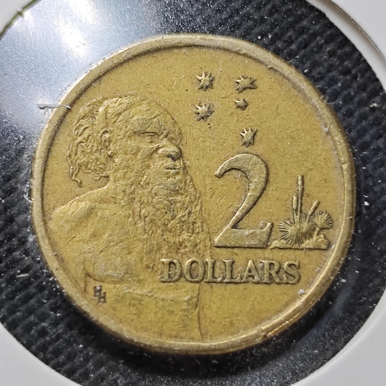 KK钱币收藏小铺  第357场  2月预留时间 周末发货 1988澳大利亚土著人2元 