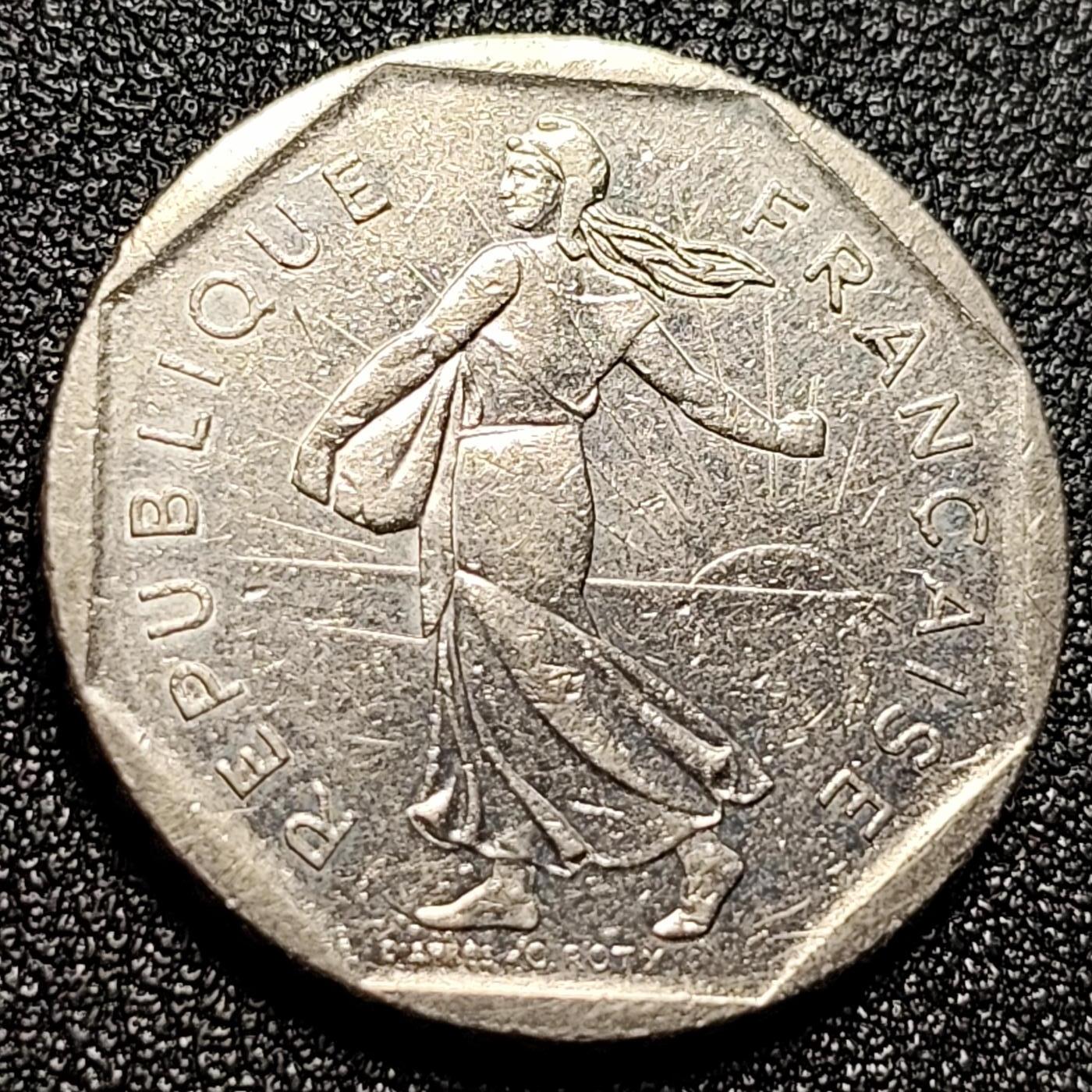 泉币菌-第112场-精品福利场 法国早期（1982年）2法郎镍币 26mm 播种女神 入欧前 末版 绝版币