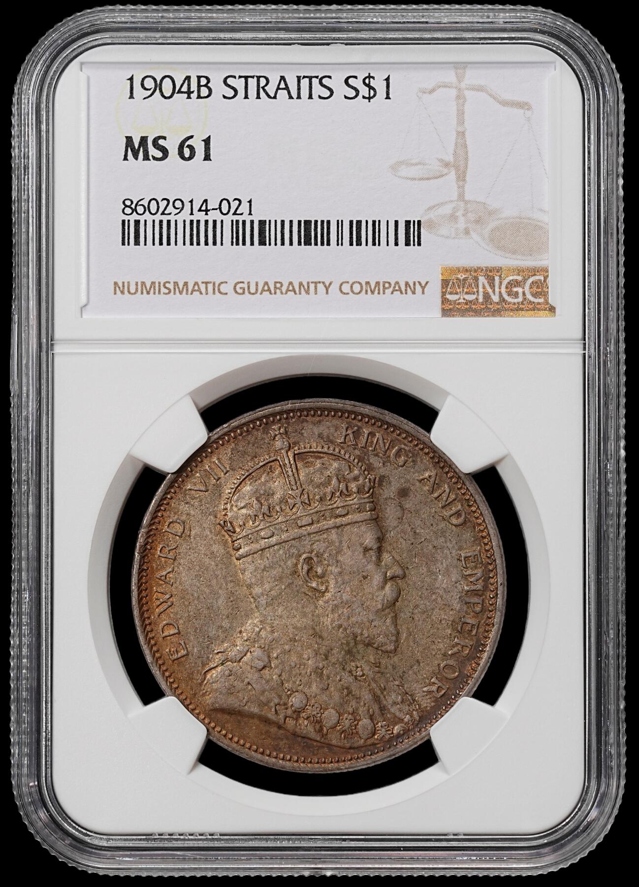 修遠堂世界钱币第九十期 NGC MS61 1904年海峡壹圆大银币