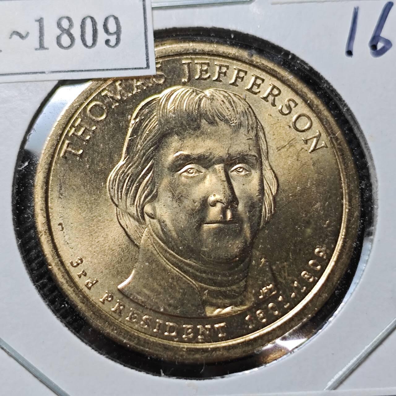 KK钱币收藏小铺  纪念币专场  2月预留时间 周末发货   2007美国第3届总统1元纪念币