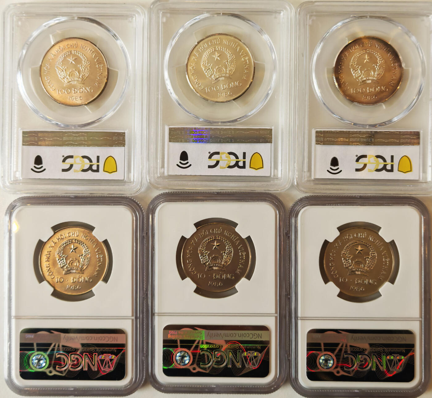 PCGS/NGC-MS66/67/68/69 1986越南动物三镍三银