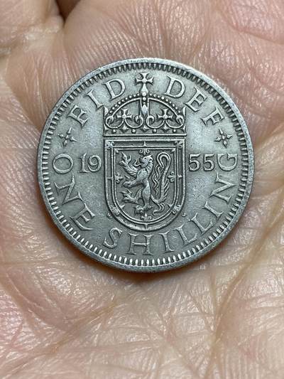2025年第一百一十五场(总第一百四十一场）外国好品散币(免佣金) - 英国🇬🇧1955年1先令(伊丽莎白二世青年桂冠，苏格兰盾徽版，第二版)