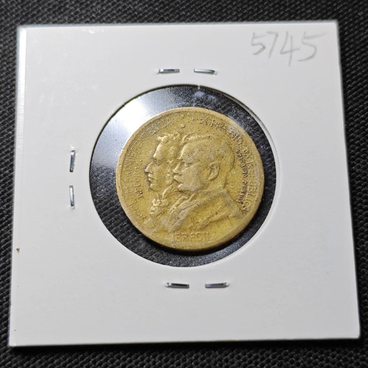 KK钱币收藏小铺  第357场  2月预留时间 周末发货 1922巴西500瑞斯纪念币