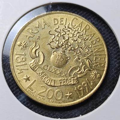 KK钱币收藏小铺  纪念币专场  2月预留时间 周末发货 -  意大利200里拉纪念币