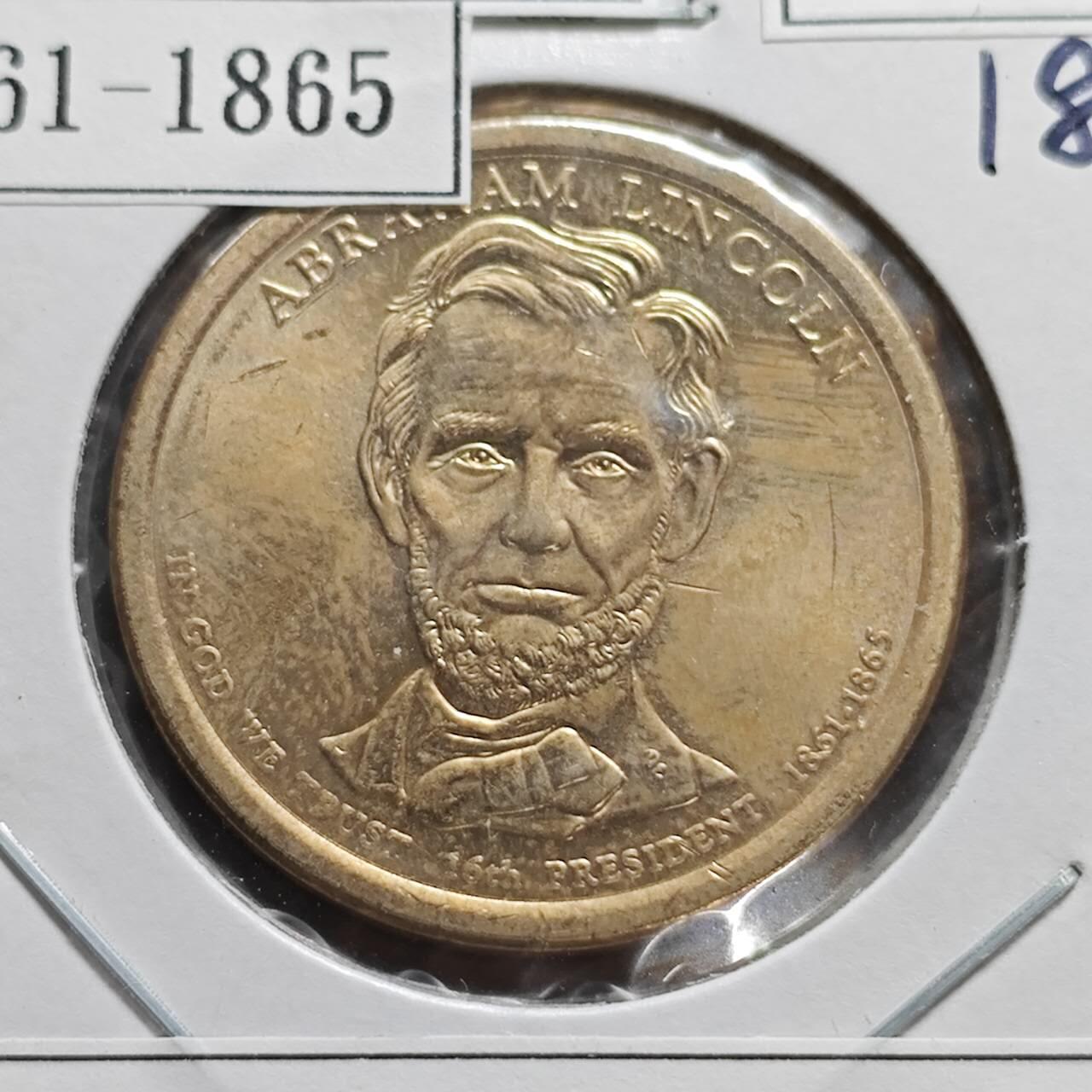 KK钱币收藏小铺  纪念币专场  2月预留时间 周末发货     2010美国第16届总统1元纪念币 