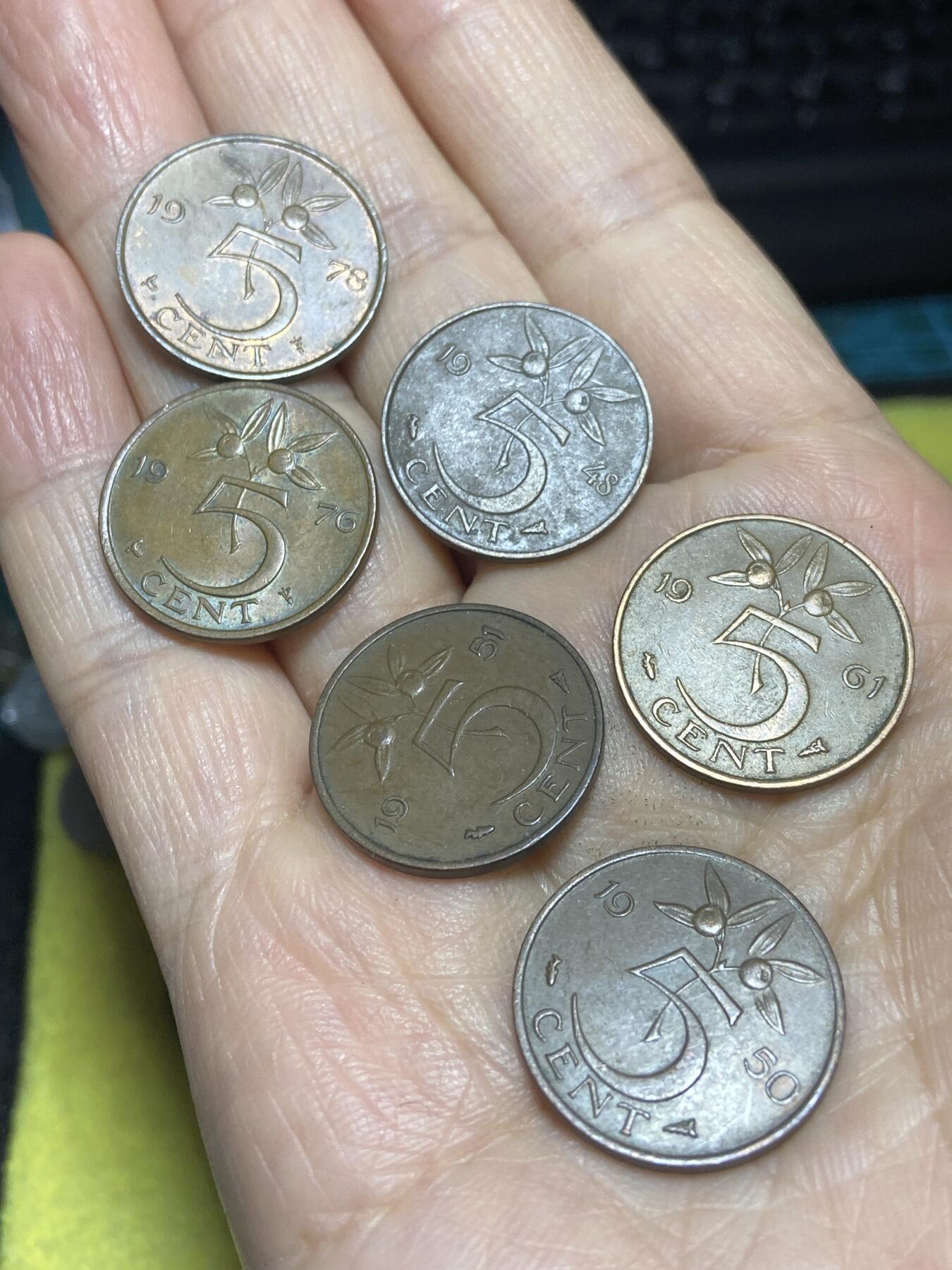 2025年第一百一十五场(总第一百四十一场）外国好品散币(免佣金) 荷兰🇳🇱6枚：1948年50年51年61年76年78年5分