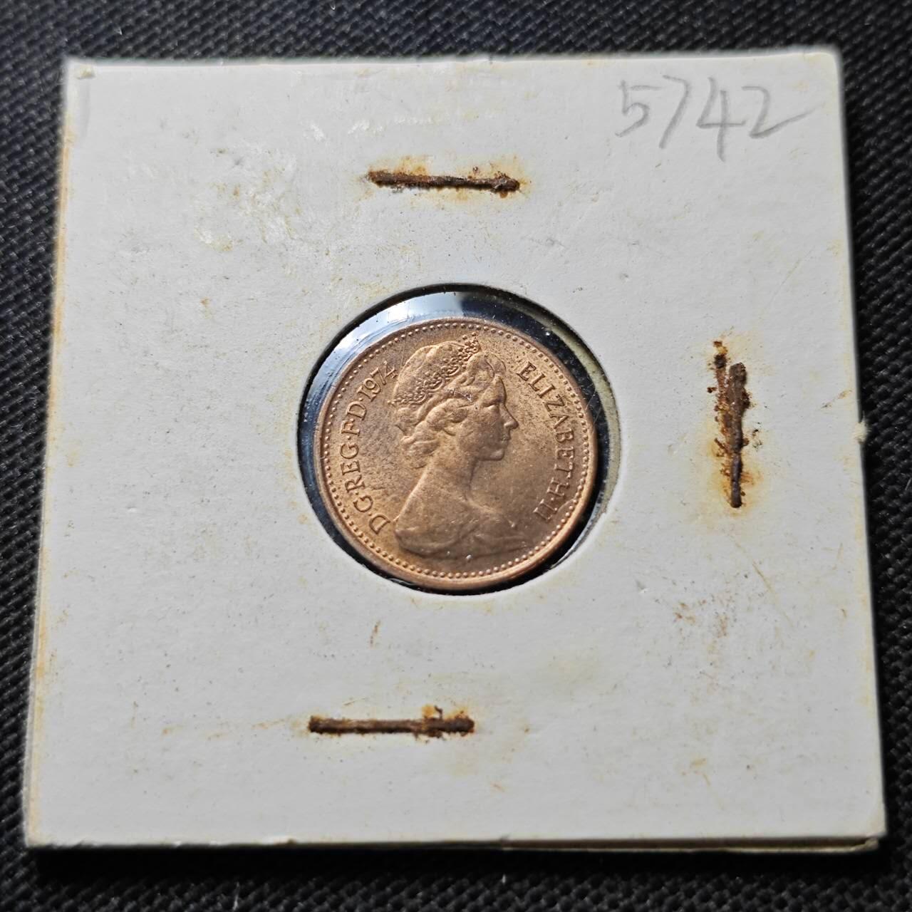 KK钱币收藏小铺  第357场  2月预留时间 周末发货 1974英国1/2半便士 好品铜币