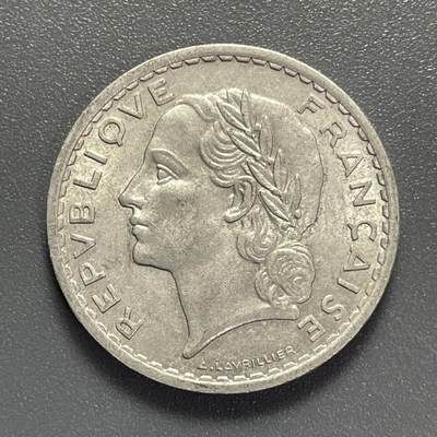 回流1022 - 法国🇫🇷1949年玛丽安娜5法郎铝币 直径31mm