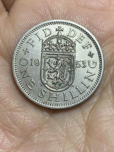 2025年第一百一十五场(总第一百四十一场）外国好品散币(免佣金) - 英国🇬🇧1953单年份1先令(伊丽莎白二世加冕年，苏格兰盾徽版，第一版)